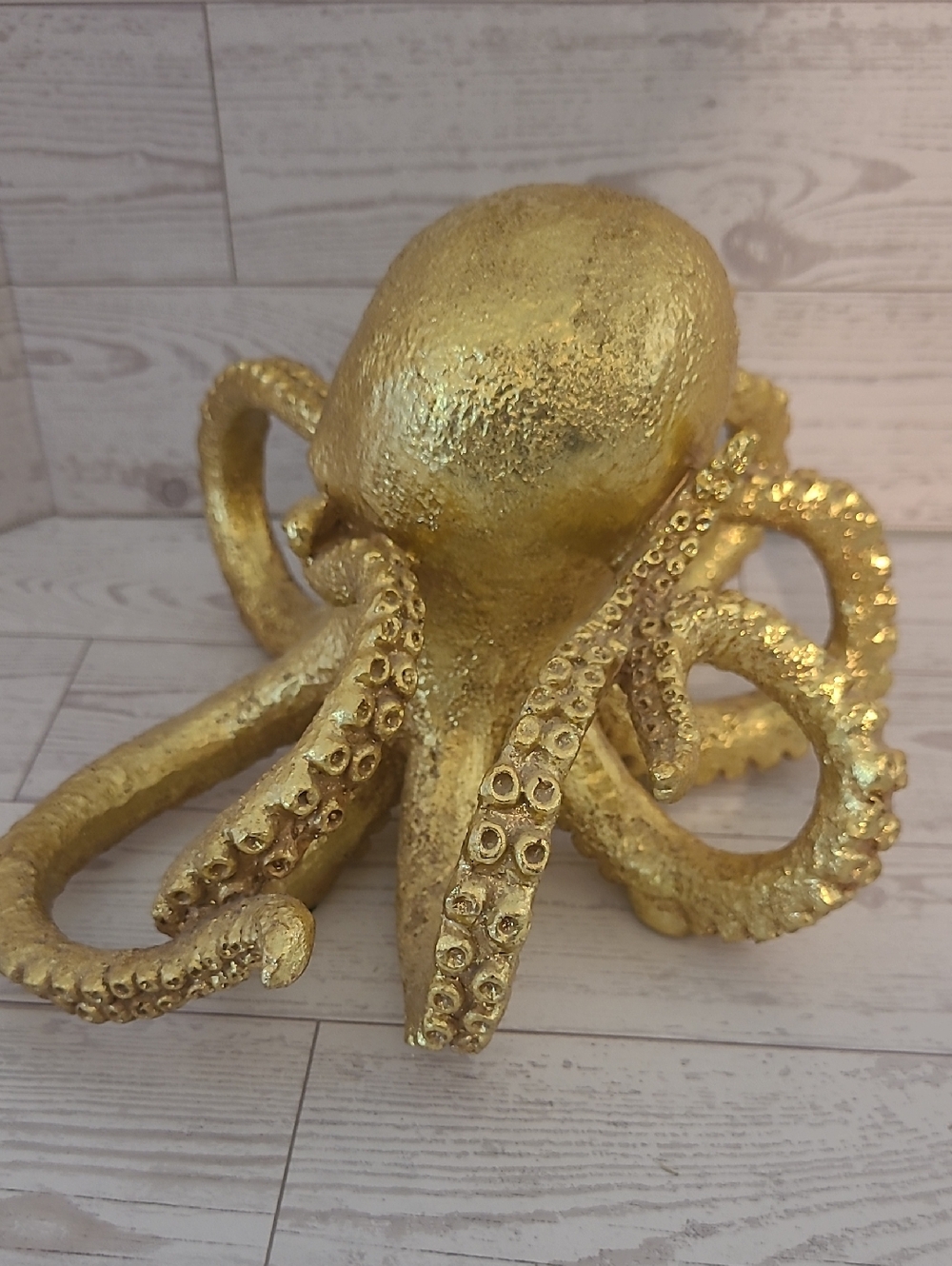 Gold Octopus Figurine Decorative Accent Coastal Beach Centerpiece Sculpture - Picture 4 of 7
